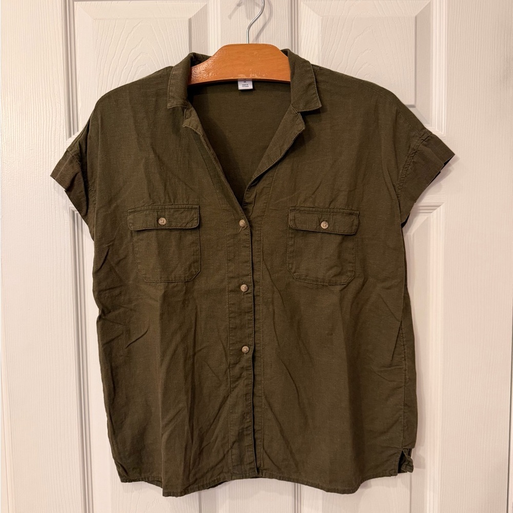 Old Navy Dark Olive Linen Blend